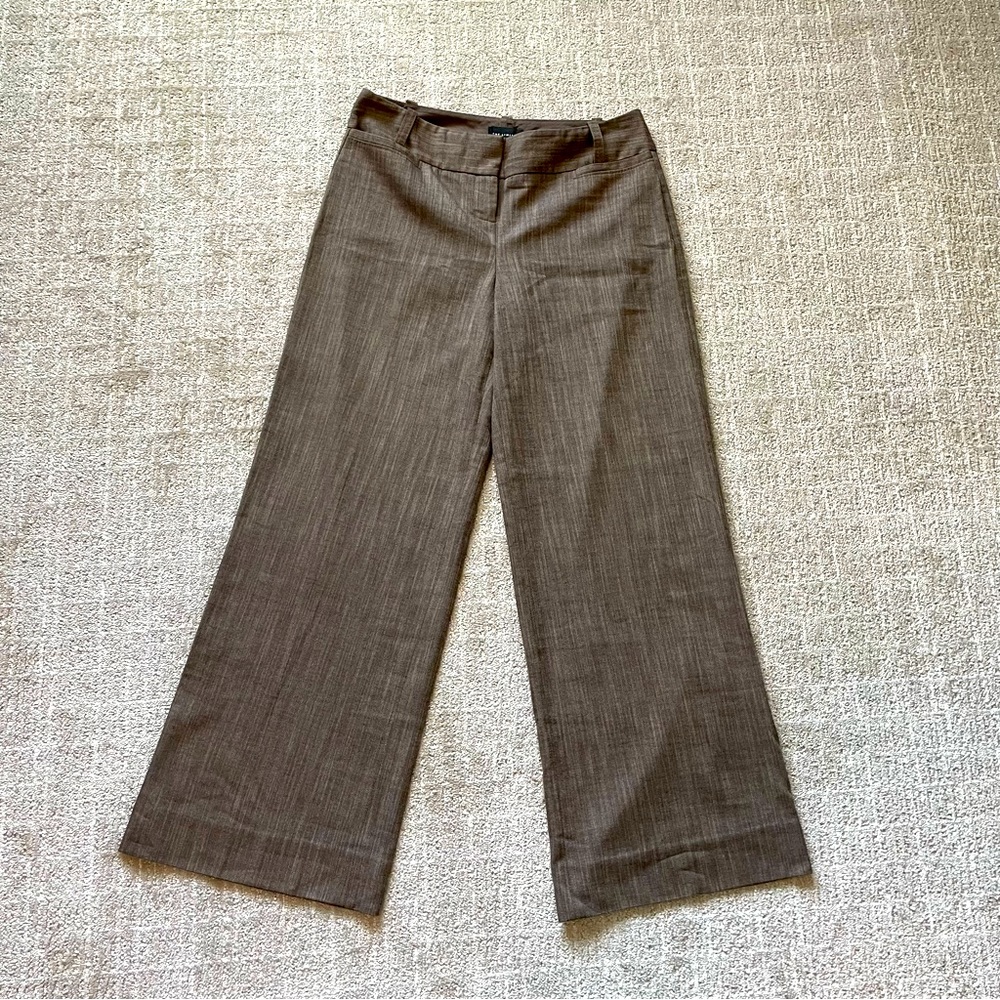 The Limited Brown Trousers, Wide Leg, Stretch, Office Wear, Mid-Rise, size 4